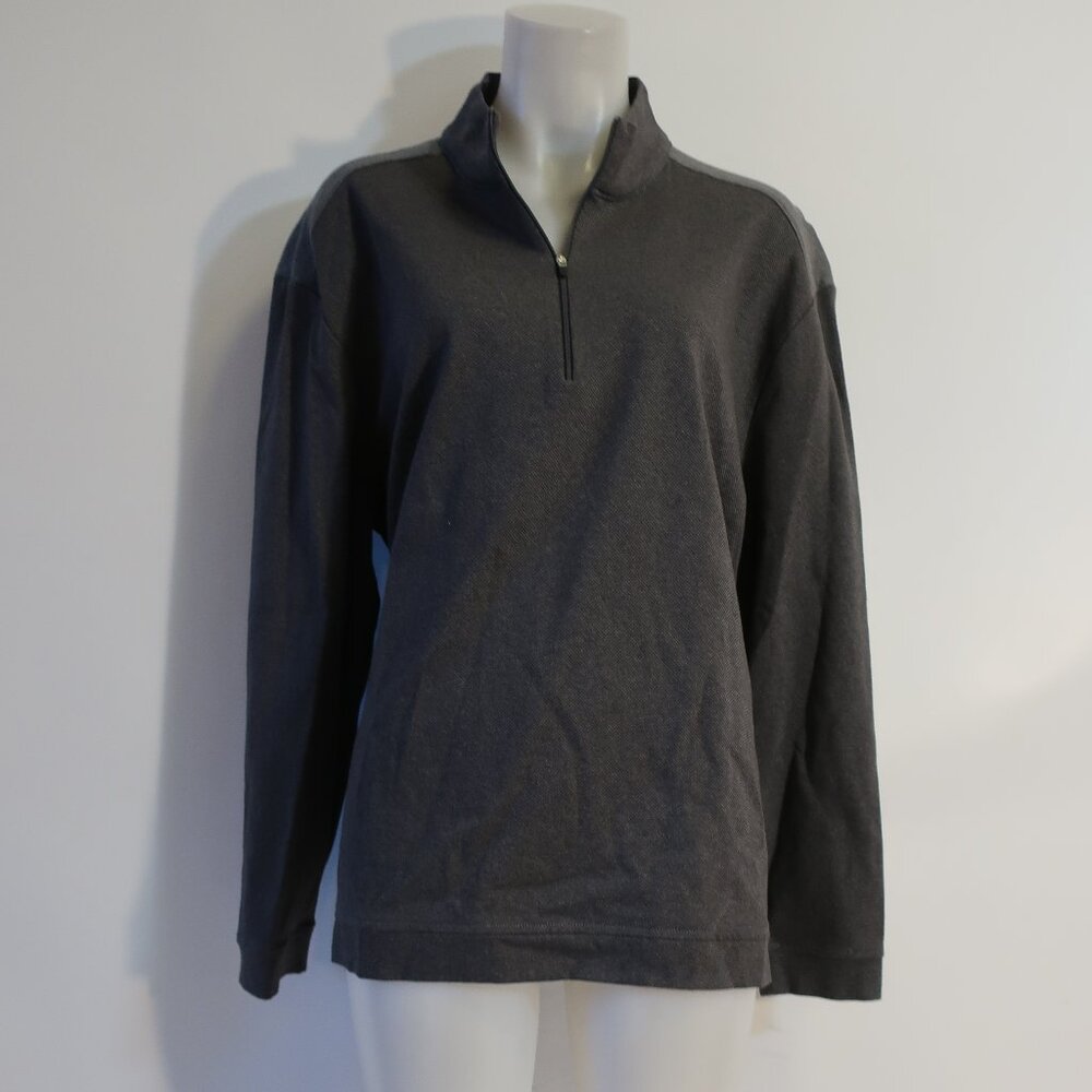 Mens Raffi Charcoal Gray 1/4 Zip Textured Pullover Top XL